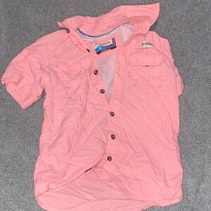 Magellan Outdoors Pink Short Sleeve Button-Down Shirt for Kids